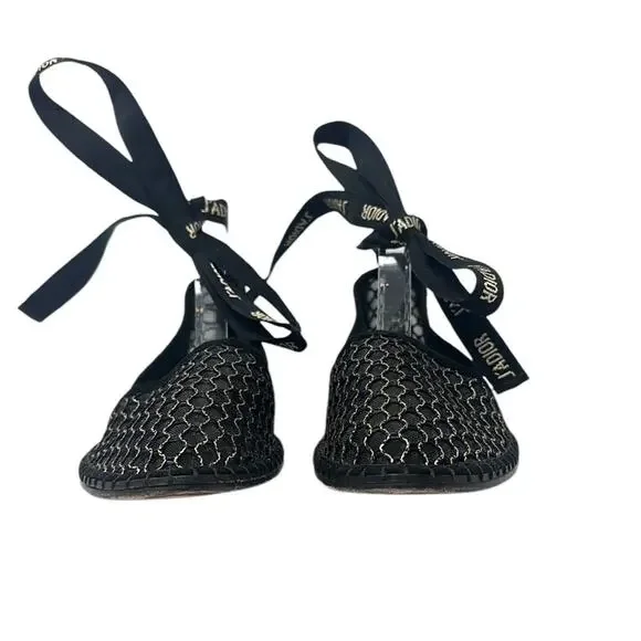 Dior Nicely-D Resille Ankle Wrap Ballet Flats Shoes Black Size 38.5 - Picture 2 of 9